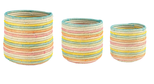 Multi Color Hand-Woven Grass Baskets - Small