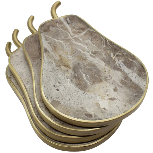 Brown Marble Pear Coaster Set