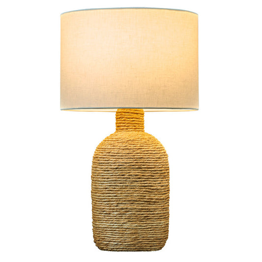 White Abaca Twisted Fiber Table Lamp