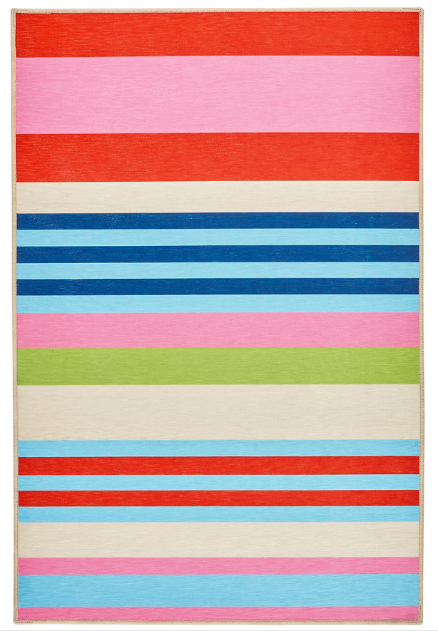 Beach Stripe Multi Machine Washable Rug 2x3