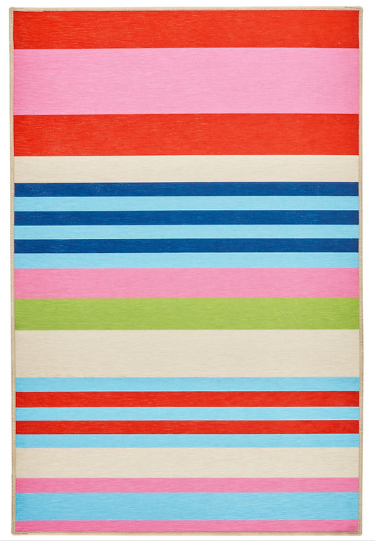 Beach Stripe Multi Machine Washable Rug 2x3