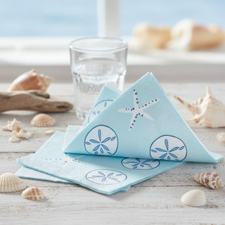 Paper Cocktail Napkins – Aqua Shells
