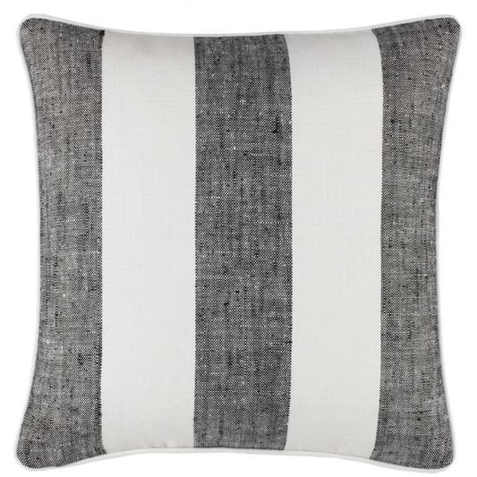 Awning Stripe Black Decorative 20" Square Pillow Indoor/Outdoor