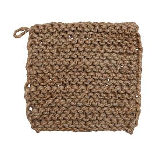 Square Jute Crocheted Pot Holder, Natural
