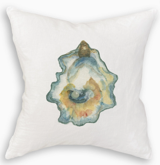 Watercolor Oyster White Square Pillow