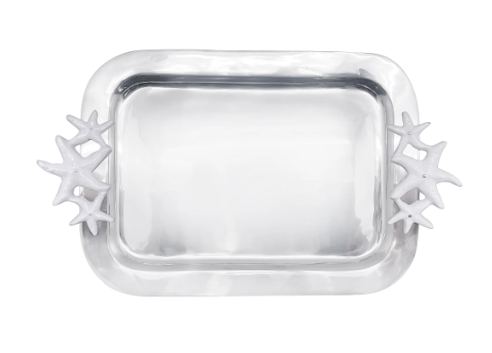 White Starfish Handled Tray