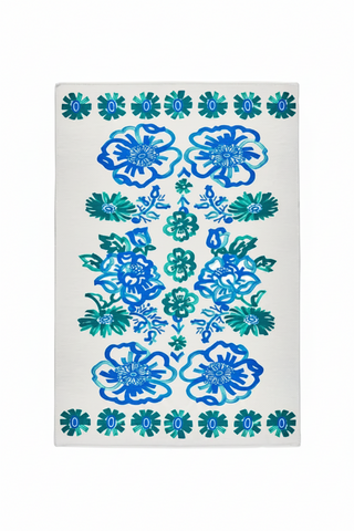 Graphic Gerbera Teal Machine Washable Rug   2' x 3'
