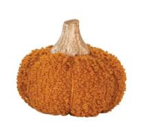 Cotton Blend Bouclé/Velvet Pumpkin w/ Wood Stem - Small - Orange
