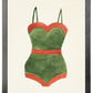 Green Bathing Suit with Orange Outline - Online Only