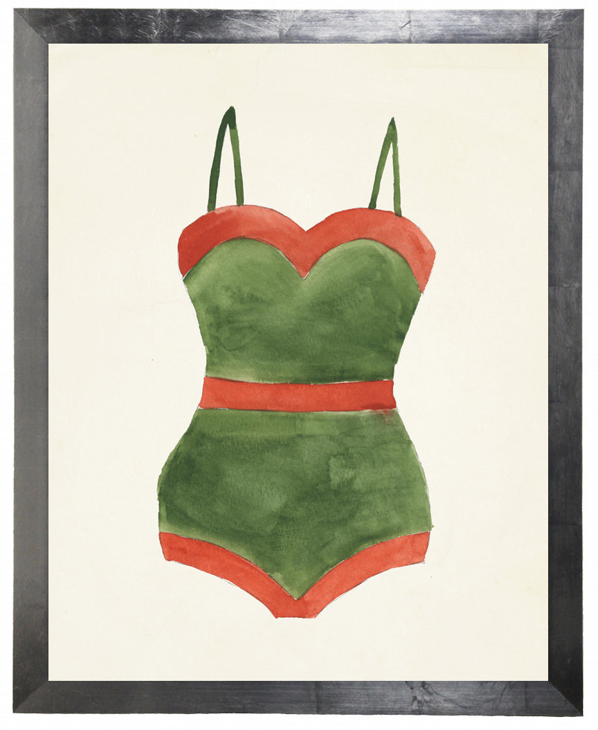 Green Bathing Suit with Orange Outline - Online Only