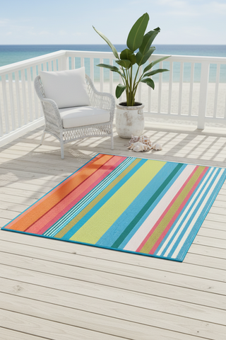 Mellie Stripe Multi Machine Washable Rug   2'6" x 8'
