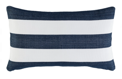 Catamaran Stripe Navy/White Indoor/Outdoor Lumbar Pillow