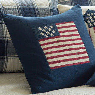 Flag Indigo Linen Porch Pillow 21" x 21"
