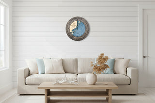 16" Long Beach Island Tide Clock   Deep Blue/Driftwood Gray
