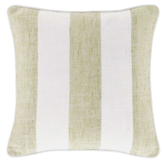 Awning Stripe Soft Green Decorative 20" Square Pillow Indoor/Outdoor