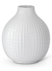 Glossy White Ceramic Grid Vase - Medium