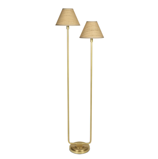 Polly Floor Lamp (Natural Brass with Rattan Shade)