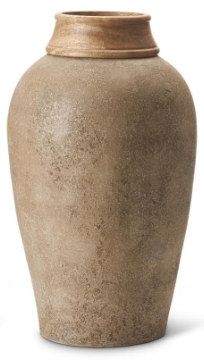 WOOD NECK GRAY TERRACOTTA VASE - Medium