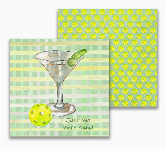 One More Round of Pickleball Cocktail Napkin