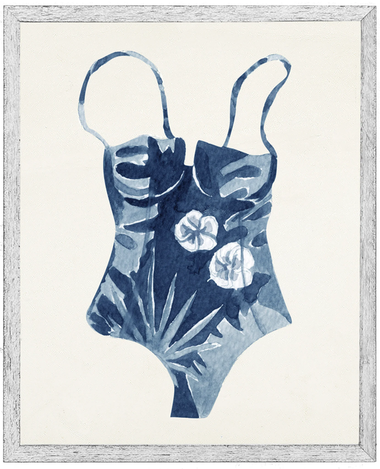 Watercolor Navy Tropical One Piece Bathing Suit 18X24,84021 C