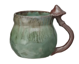 14 oz. Stoneware Mug w/ Mushroom Handle II ***