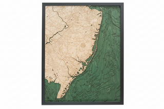 New Jersey Coast 3 D Nautical Wood Chart   Large   24.5" x 31"
