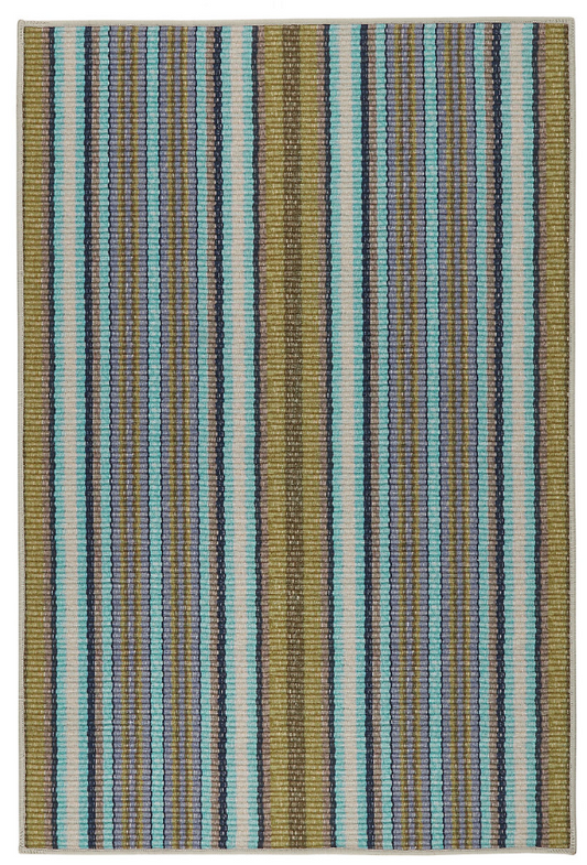 Treehouse Stripe Green Machine Washable Rug 2x3