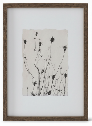 27.5 Inch Rattan Framed Black Botanical Print III
