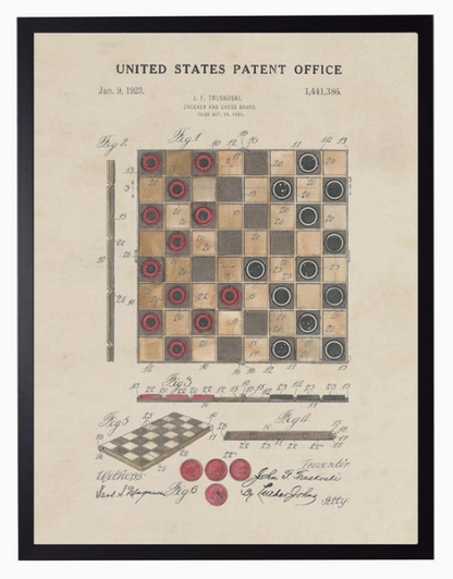 Watercolor Checkers Patent - Online Only