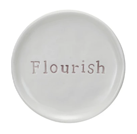 Stoneware Dish w/ Debossed Word IV