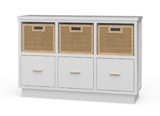 Dakota Storage Unit w/ 3 Drawers & Rattan Baskets (HRW/RNAT)