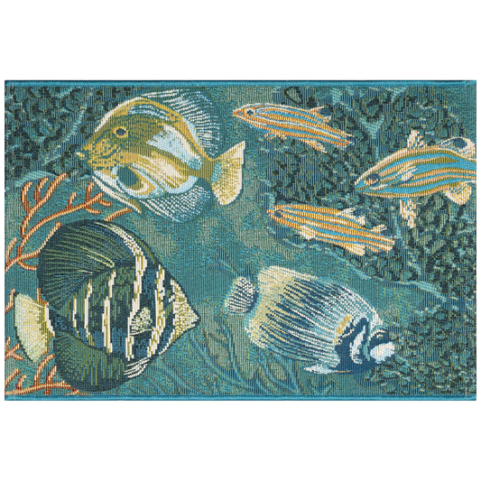 Esencia Fish Indoor/Outdoor Mat Aqua