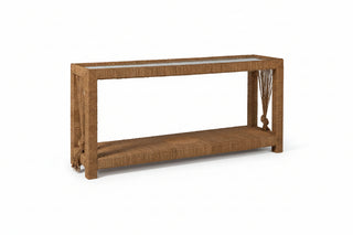 Hutch Mindi Wood Rectangle Glass Top Console Table
