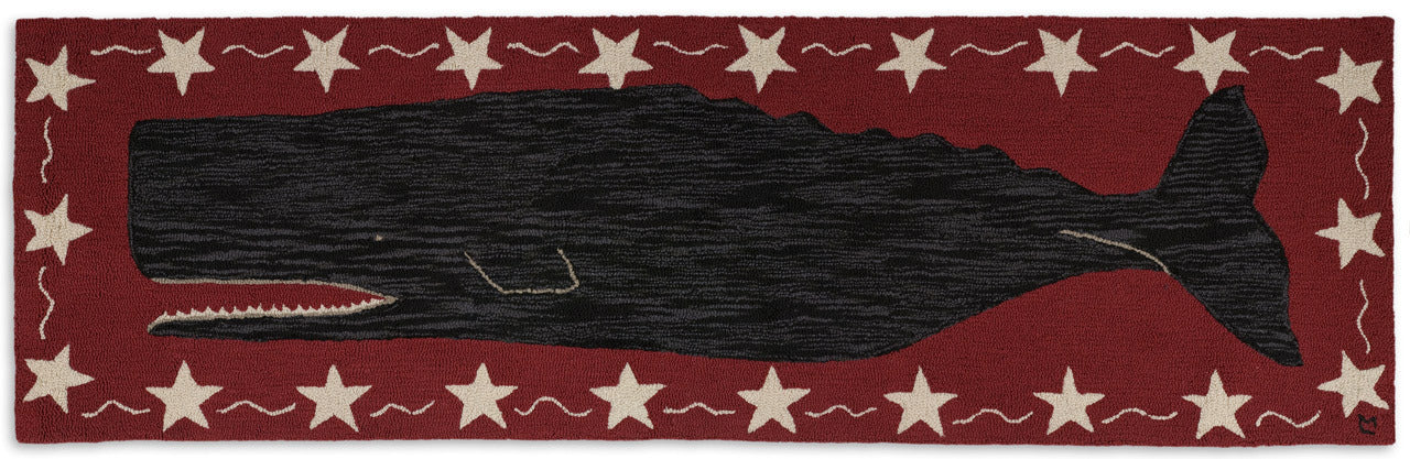 Hooked Rug Runner Black Whale - 30" x 96"