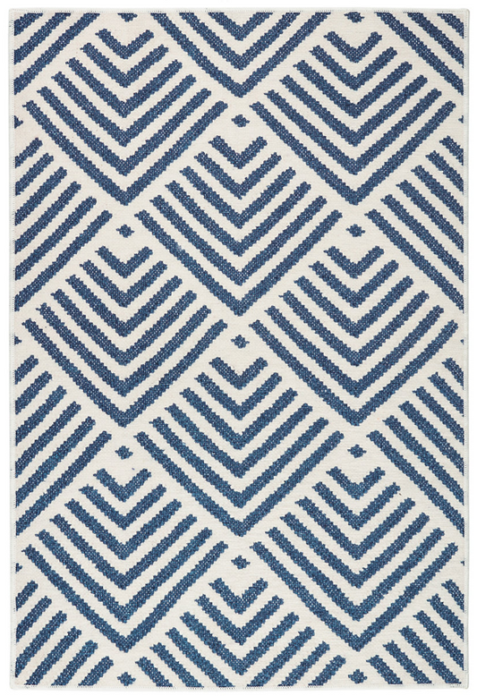 Cleo Navy Machine Washable Rug 2.5x8