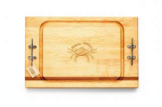 Blue Crab Steak Board with Nautical Cleat Handles
