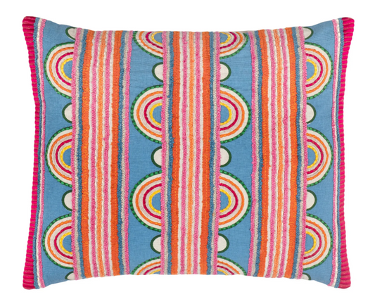 Button Embroidered Decorative Pillow - Multi - 16" Lumbar