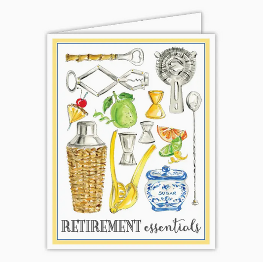 Greeting Card - Handpainted Retirement Essentials Barcart Tools