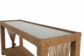 Hutch Mindi Wood Rectangle Glass Top Console Table
