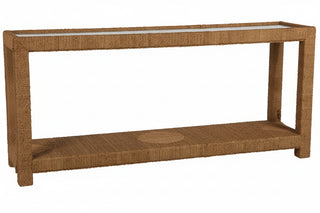 Hutch Mindi Wood Rectangle Glass Top Console Table
