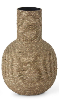 Metal Natural Jute Wrapped Vase - Medium