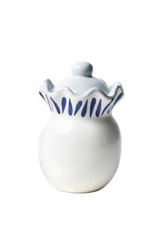 Iris Blue Drop Ruffle Sugar Bowl
