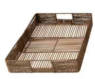 Hand-Woven Decorative Bamboo & Jute Trays with Handles