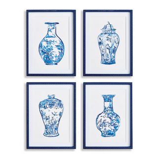 Ornamental Urns in Blue   Set of 4
