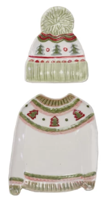 Sweater Shaped Plate with Hat Shaped Dish - Green
