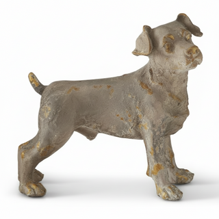 13.25 Inch Weathered Gray & Gold Resin Dog
