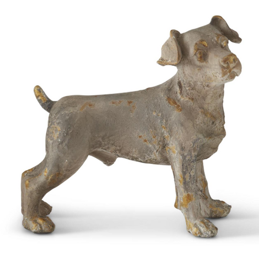 13.25 Inch Weathered Gray & Gold Resin Dog