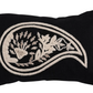 14" x 9" Woven Cotton Slub Lumbar Pillow with Embroidered Paisley