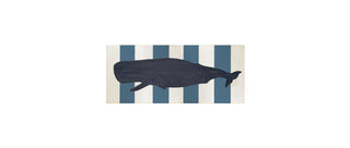 Sperm Whale on Stripes Hand Painted Distressed Wood
