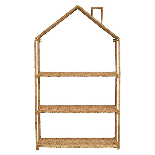 Woven Bankuan & Metal Foldable House Shelf w/ 2 Shelves ***